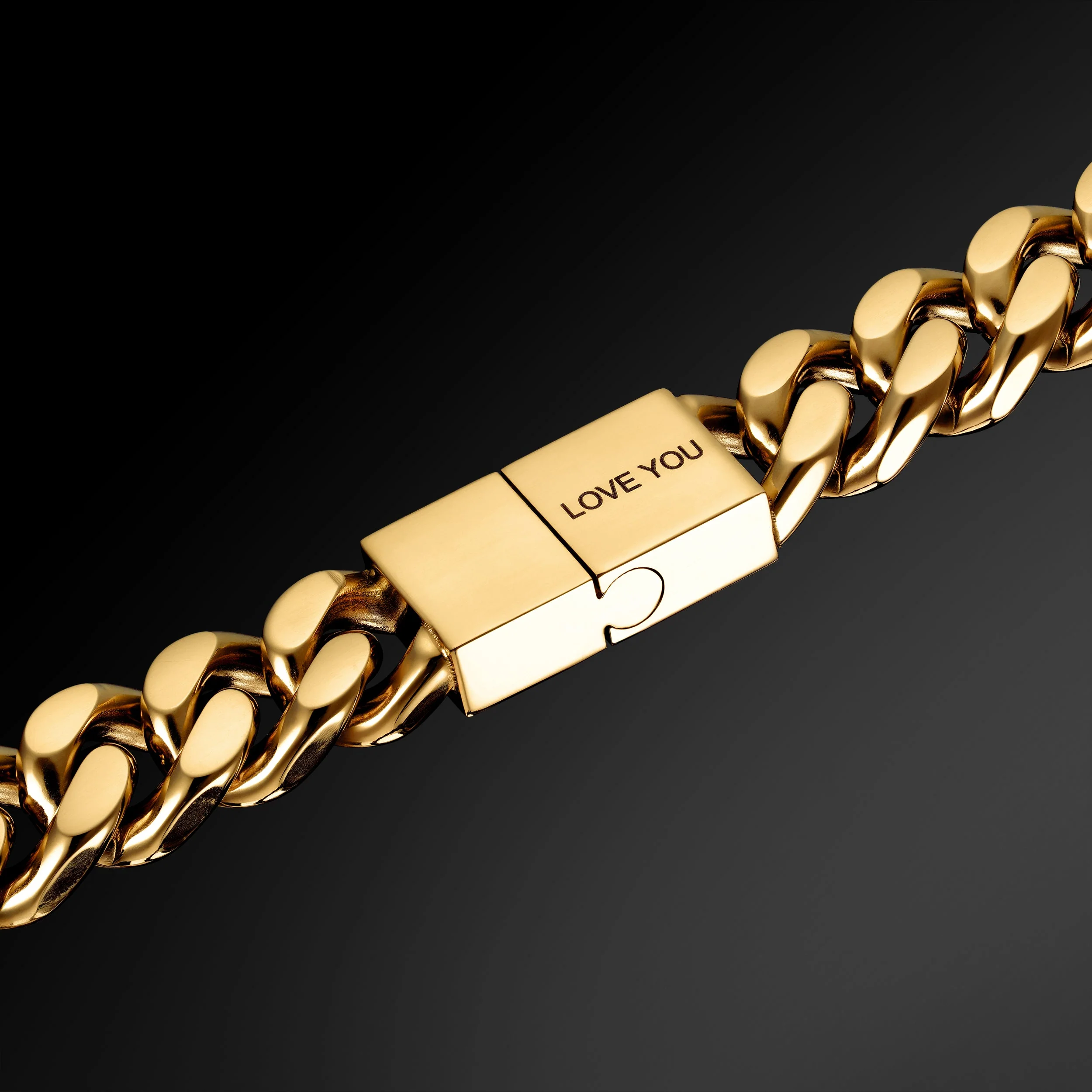 The Beveled Cuban Bracelet 11mm - Gold RG3007 - Image 4