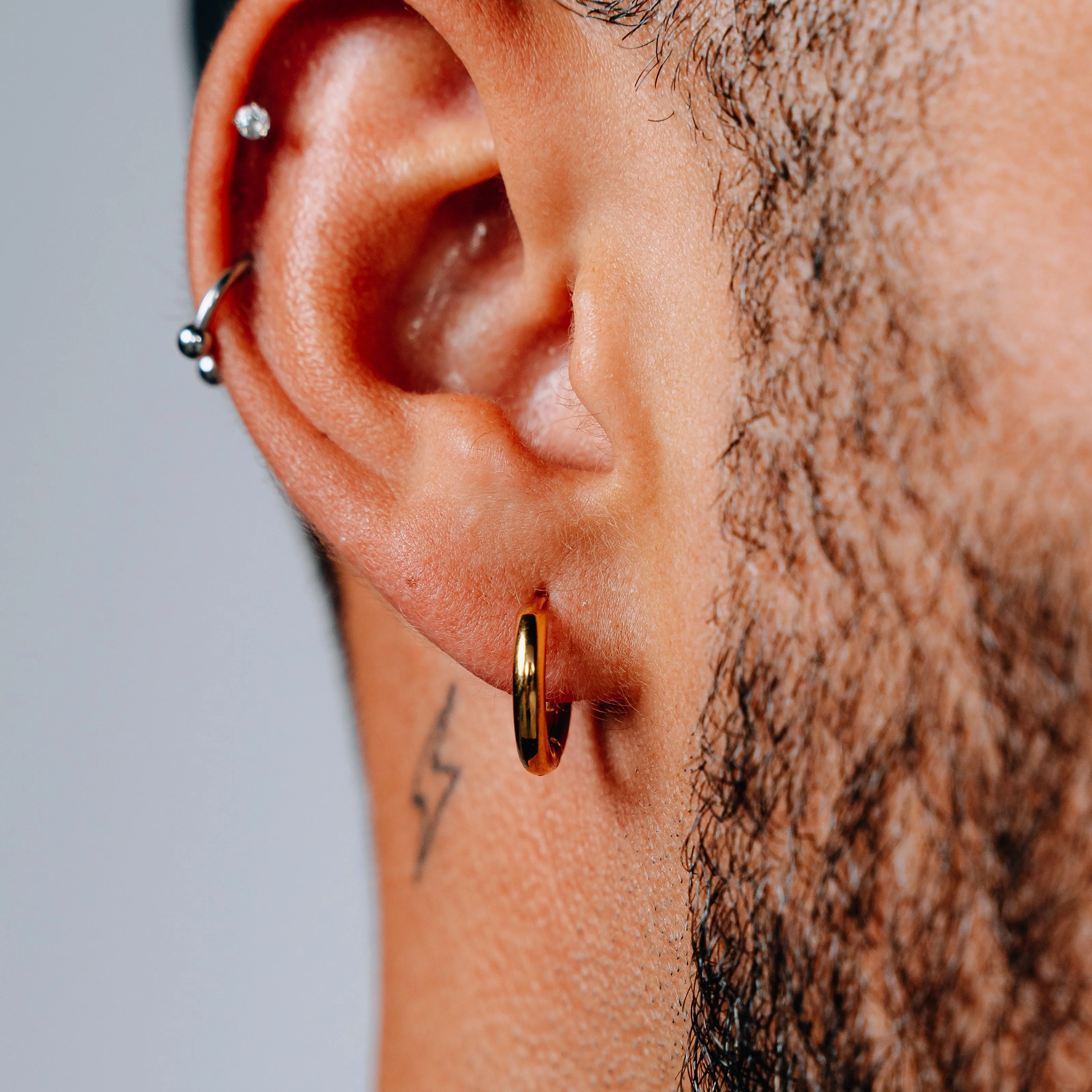 Thin Hoop Earrings - Gold RG410 - Image 3